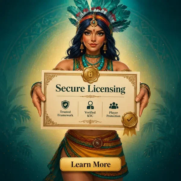 Esperta elegante che presenta un certificato di licenza sicuro presso il banco di verifica della Licenza Curaçao e del Framework KYC
