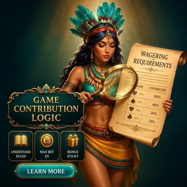Elegante ballerina che esamina i requisiti bonus con lente d'ingrandimento presso la scrivania di conformità del gioco