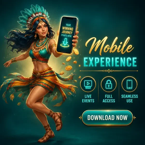 Ballerina elegante presenta app mobile Rolldorado con bagliore dorato di download