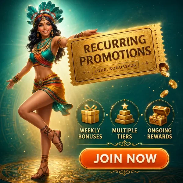 Ballerina elegante presenta voucher promozioni ricorrenti alla lobby dorata Rolldorado Casino